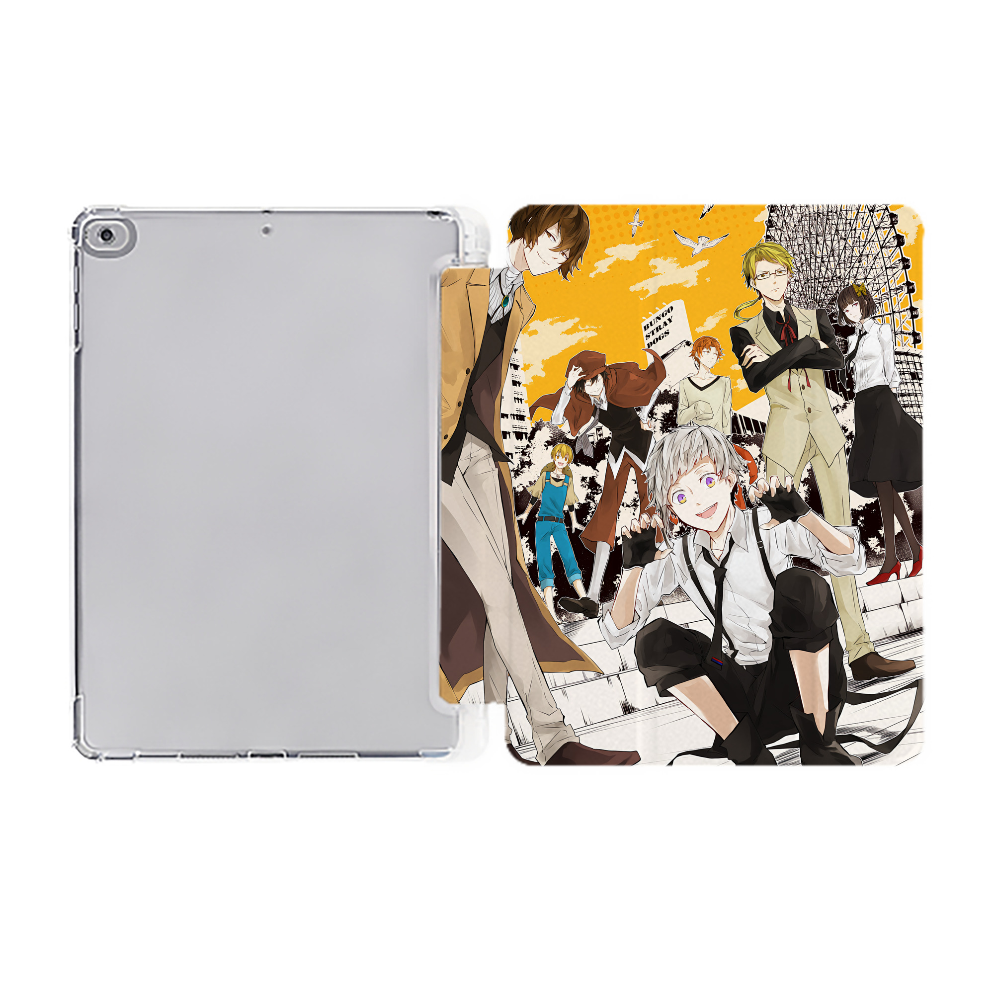 （画像用） 文豪ストレイドッグス Bungo Stray Dogs IPad ケース ペン収納付き 三つ折りスタンド PUレザー×シリコン 対応機種9.5/10.5/10.9インチ